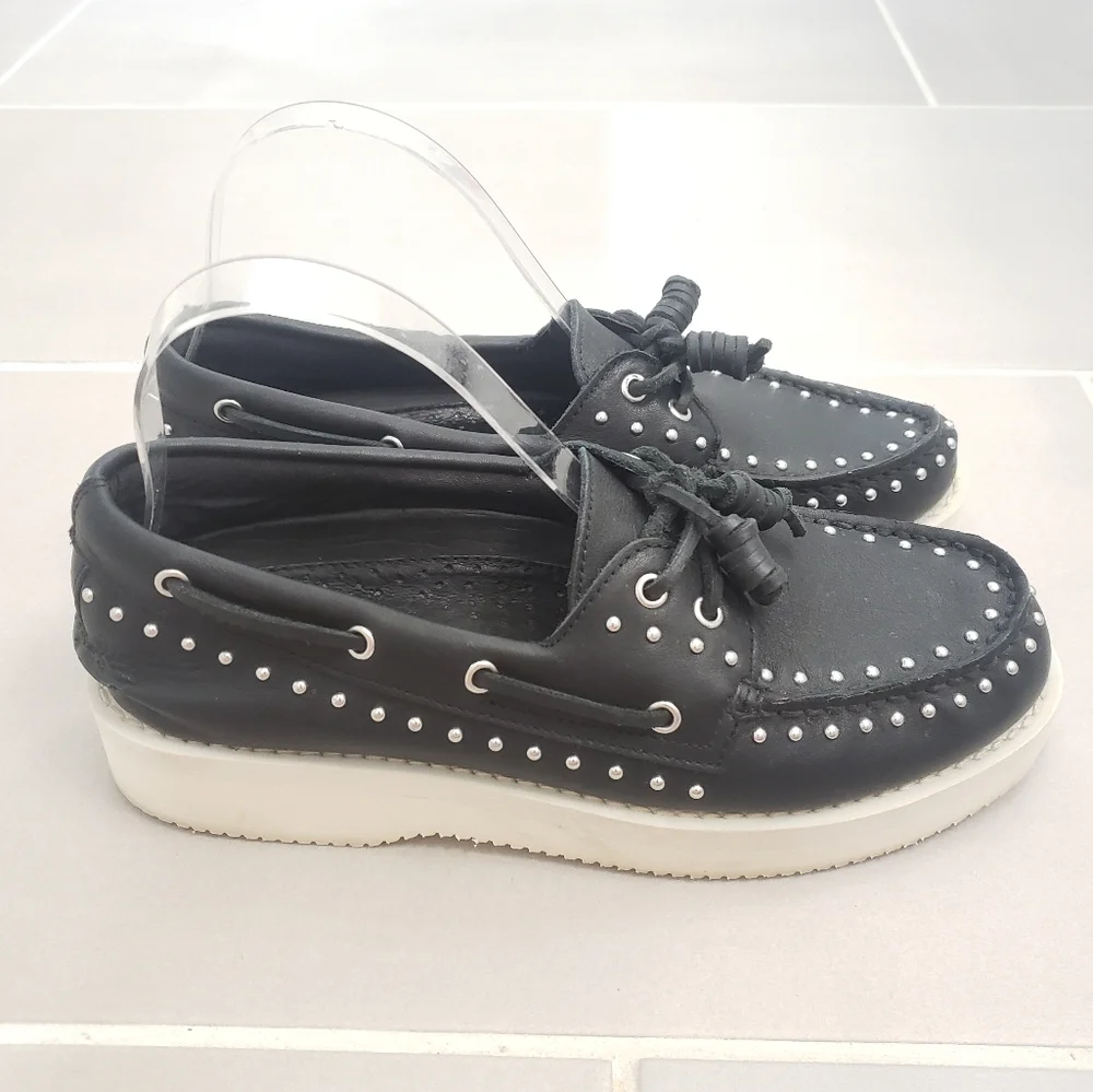 Sperry Rebecca Minkoff Black Studded Loafers Size 9 - Picture 4 of 11